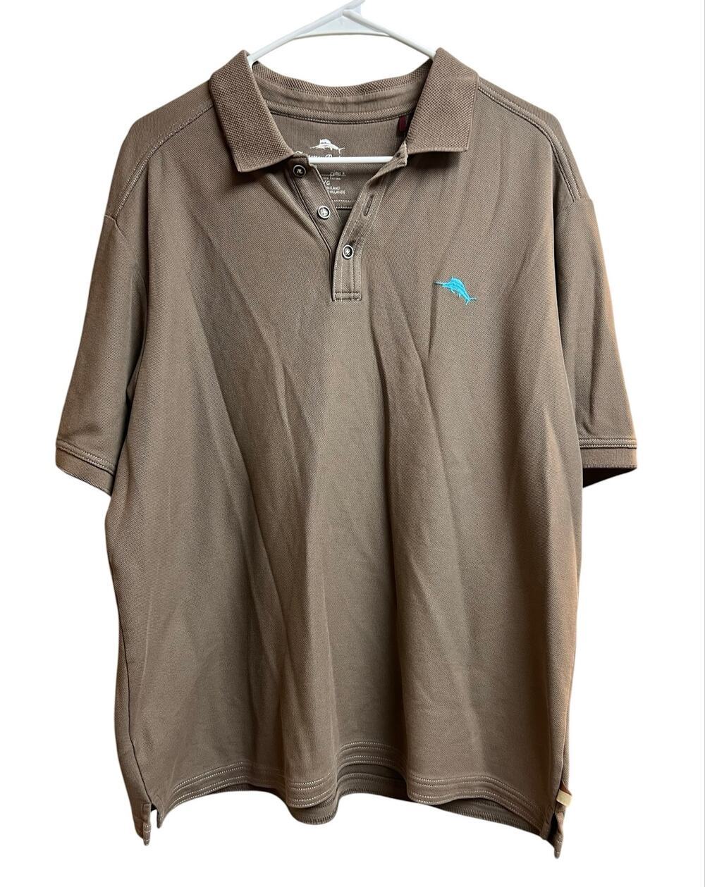 Tommy Bahama Brown Supima Polo Shirt Men's Marlin Large